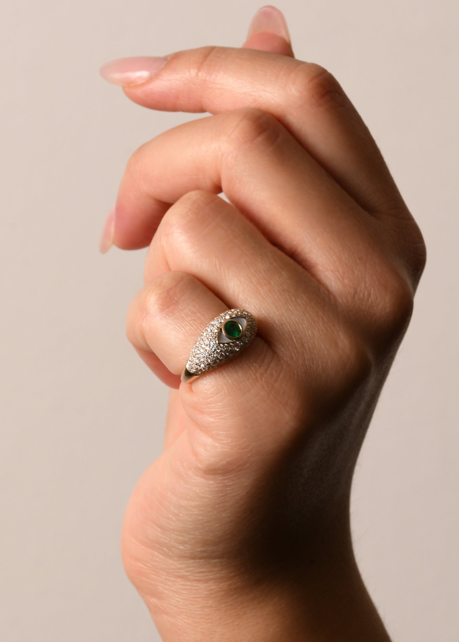 Emerald Eye Pavé Ring