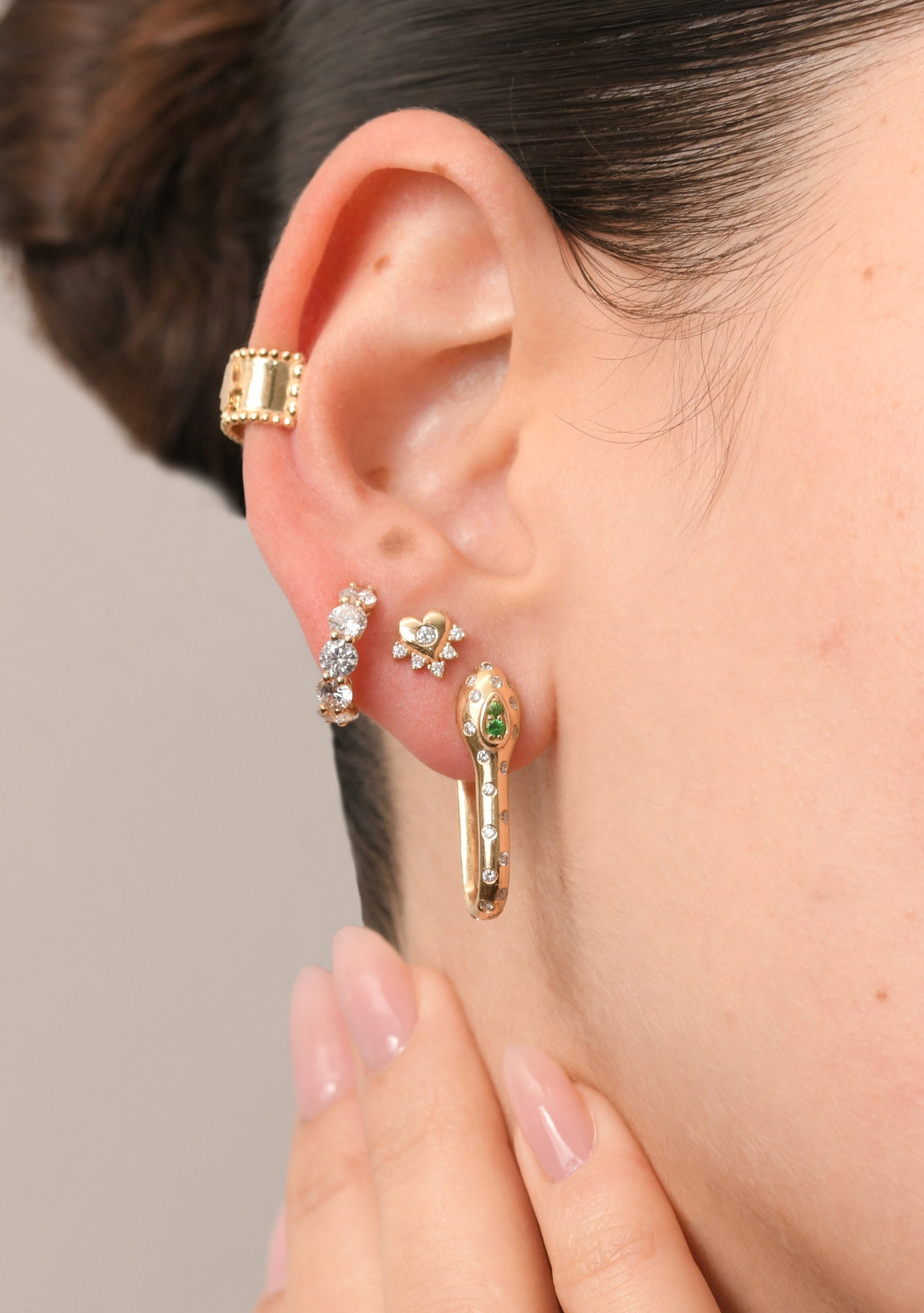 Spotted Diamonds Snake Earring