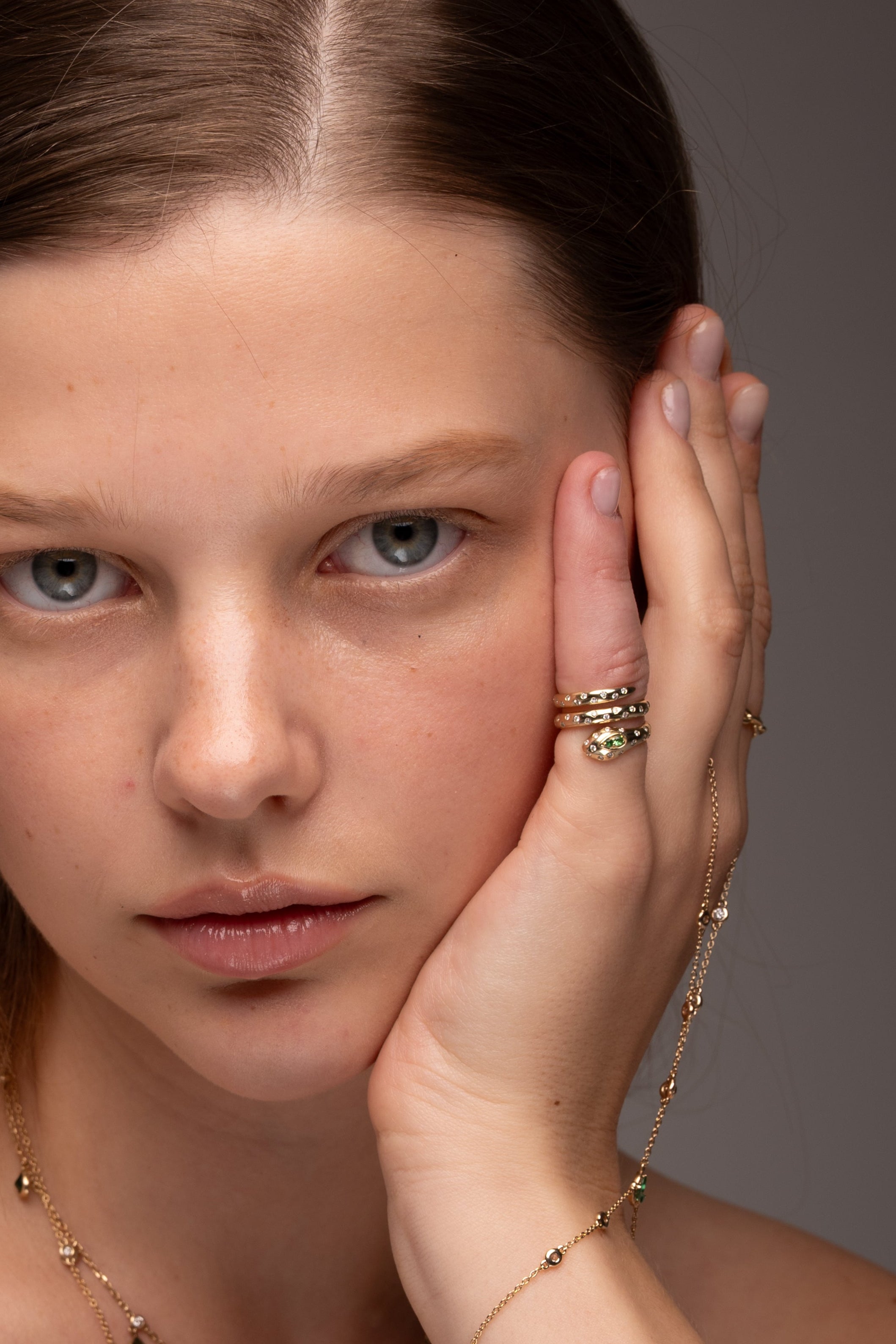 Spotted Diamonds Snake Ring Big Model