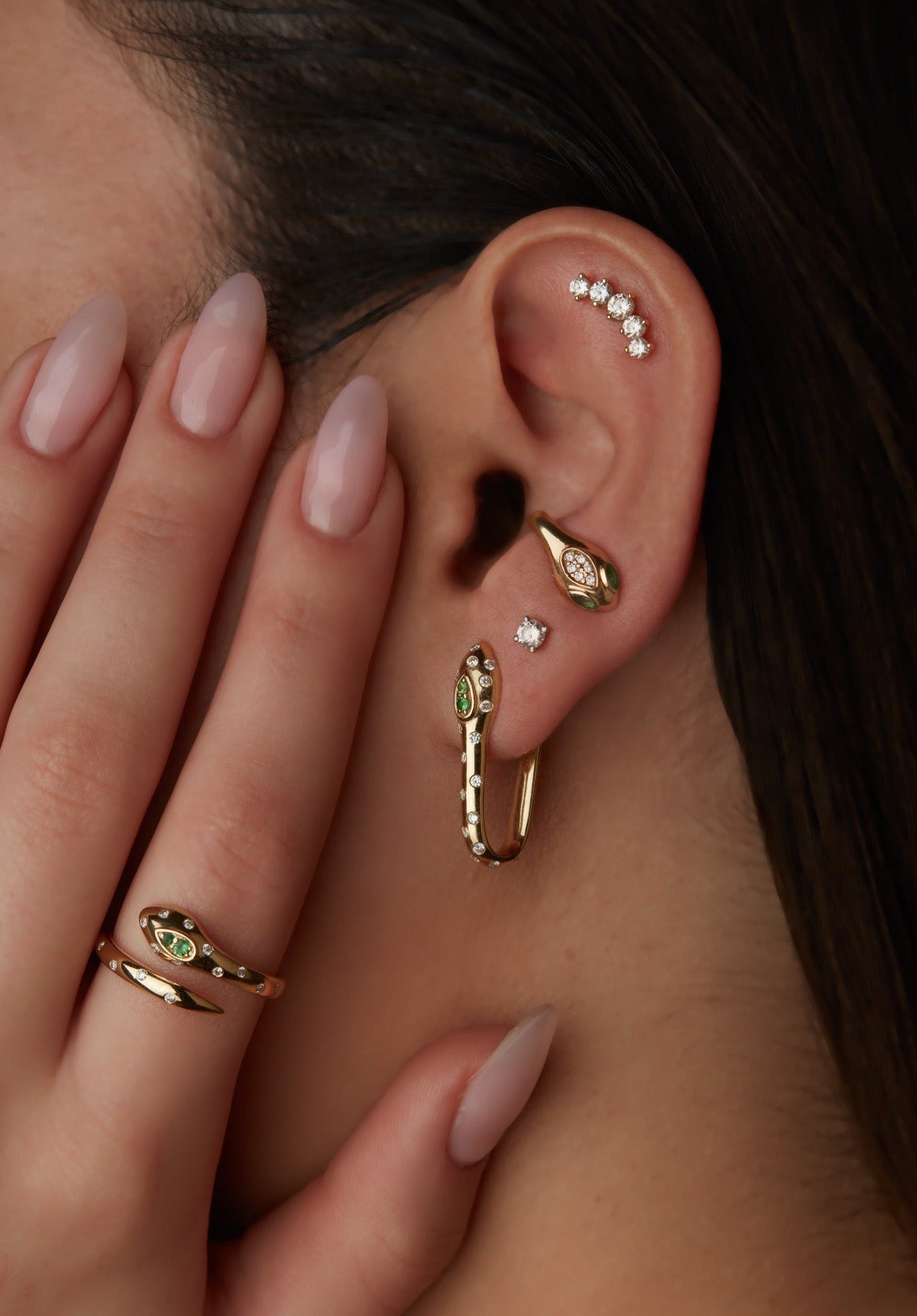 Spotted Diamonds Snake Earring