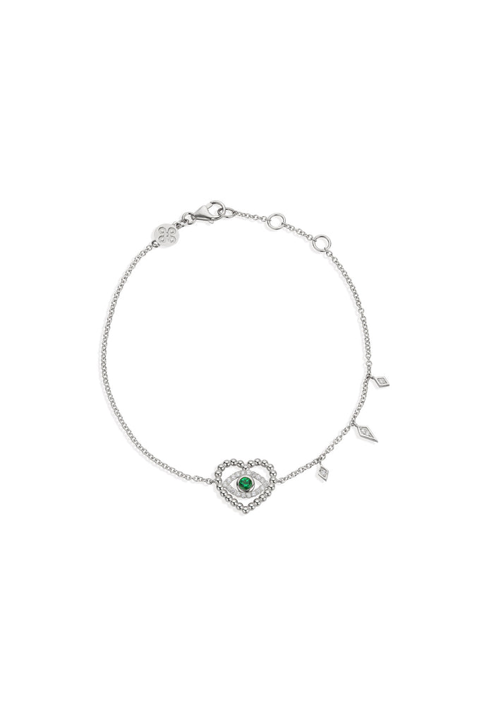Bead Eye Heart Chain Bracelet