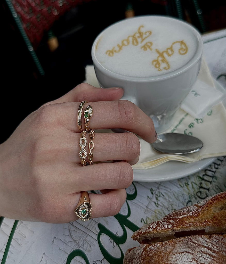 Spotted Diamonds Snake Ring