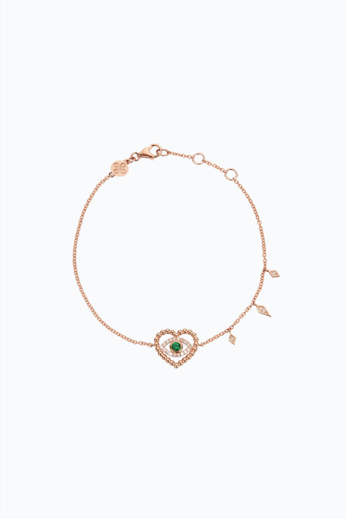 Bead Eye Heart Chain Bracelet