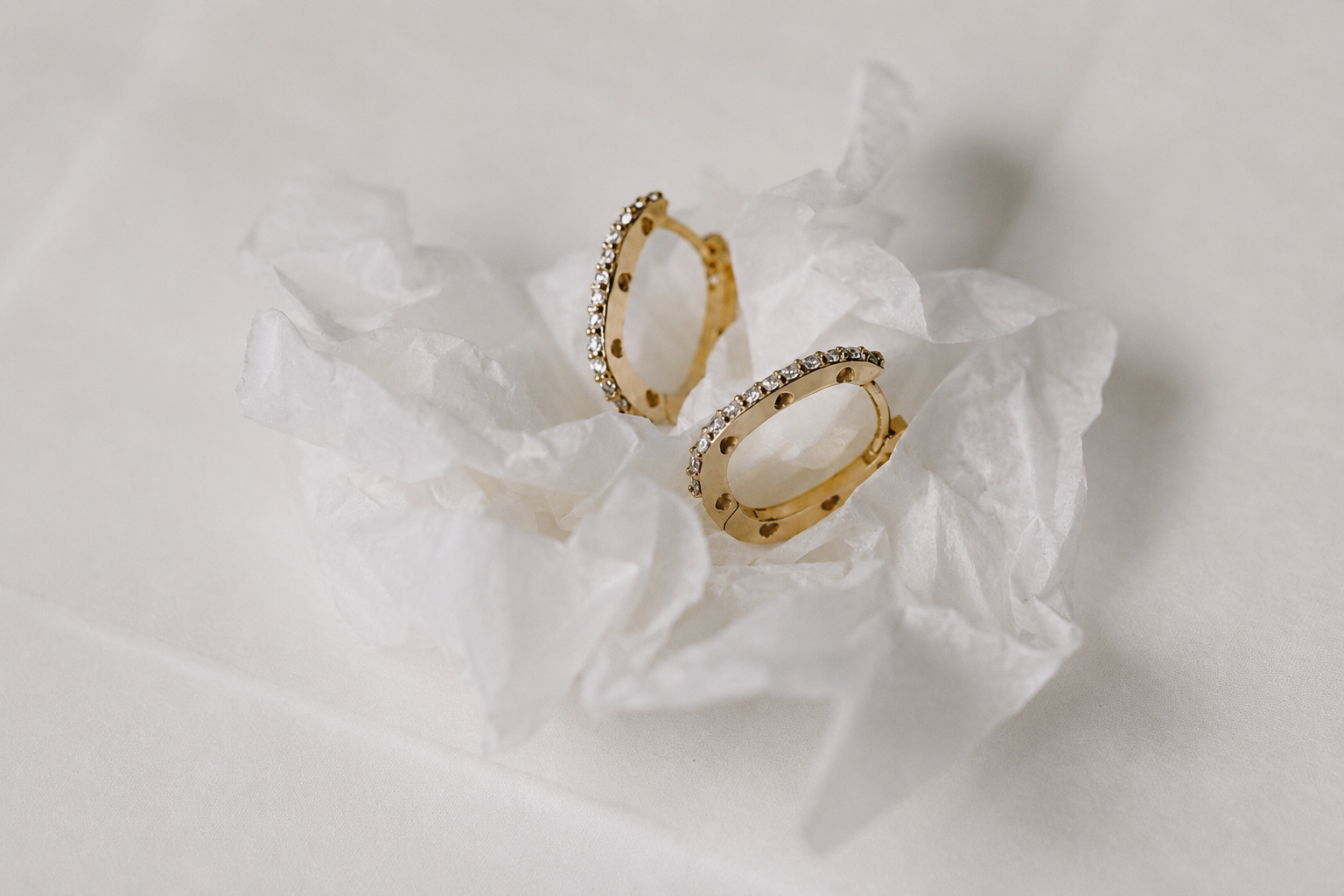 Diamond Heart Oval Hoop