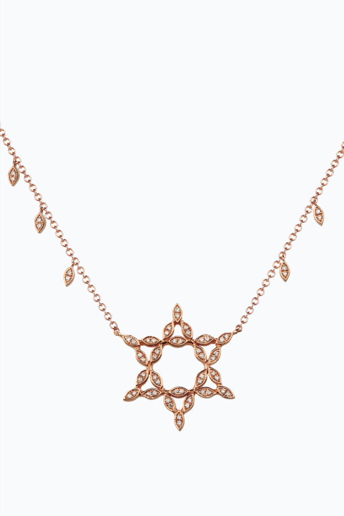 Star Of David Olive Leaf Necklace