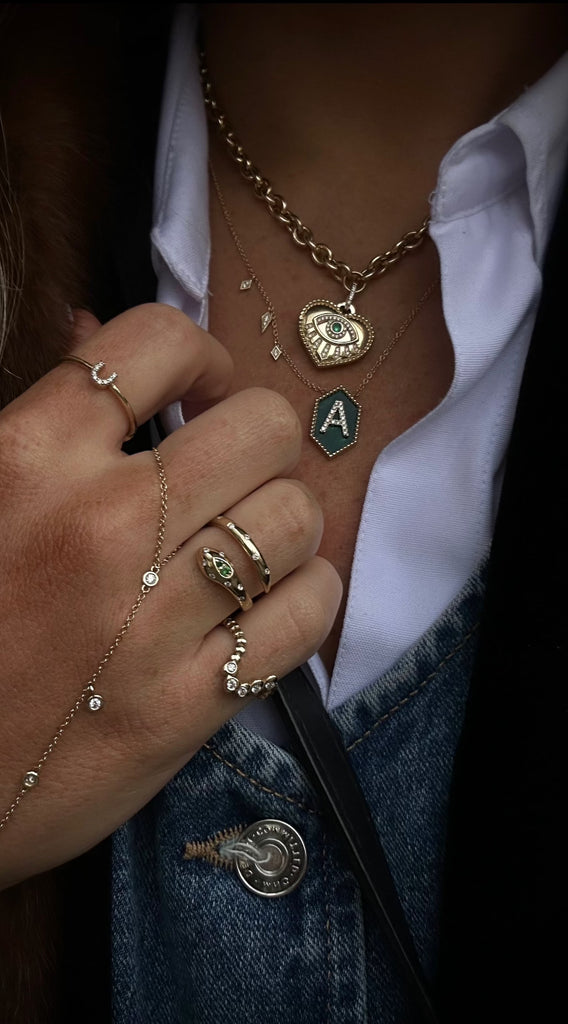 Hexadon Diamonds Letter Necklace