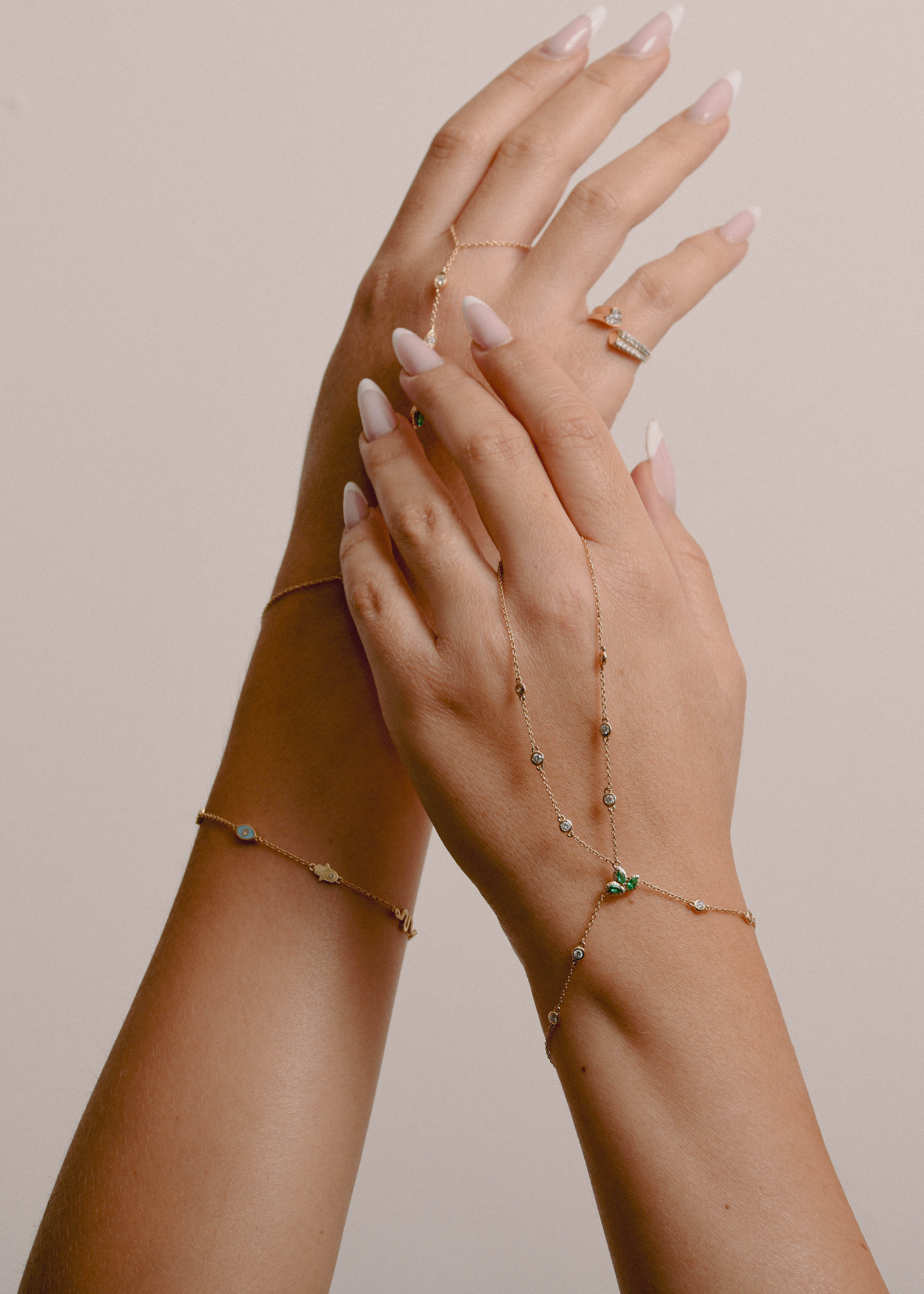 Emerald Lotus Hand Chain