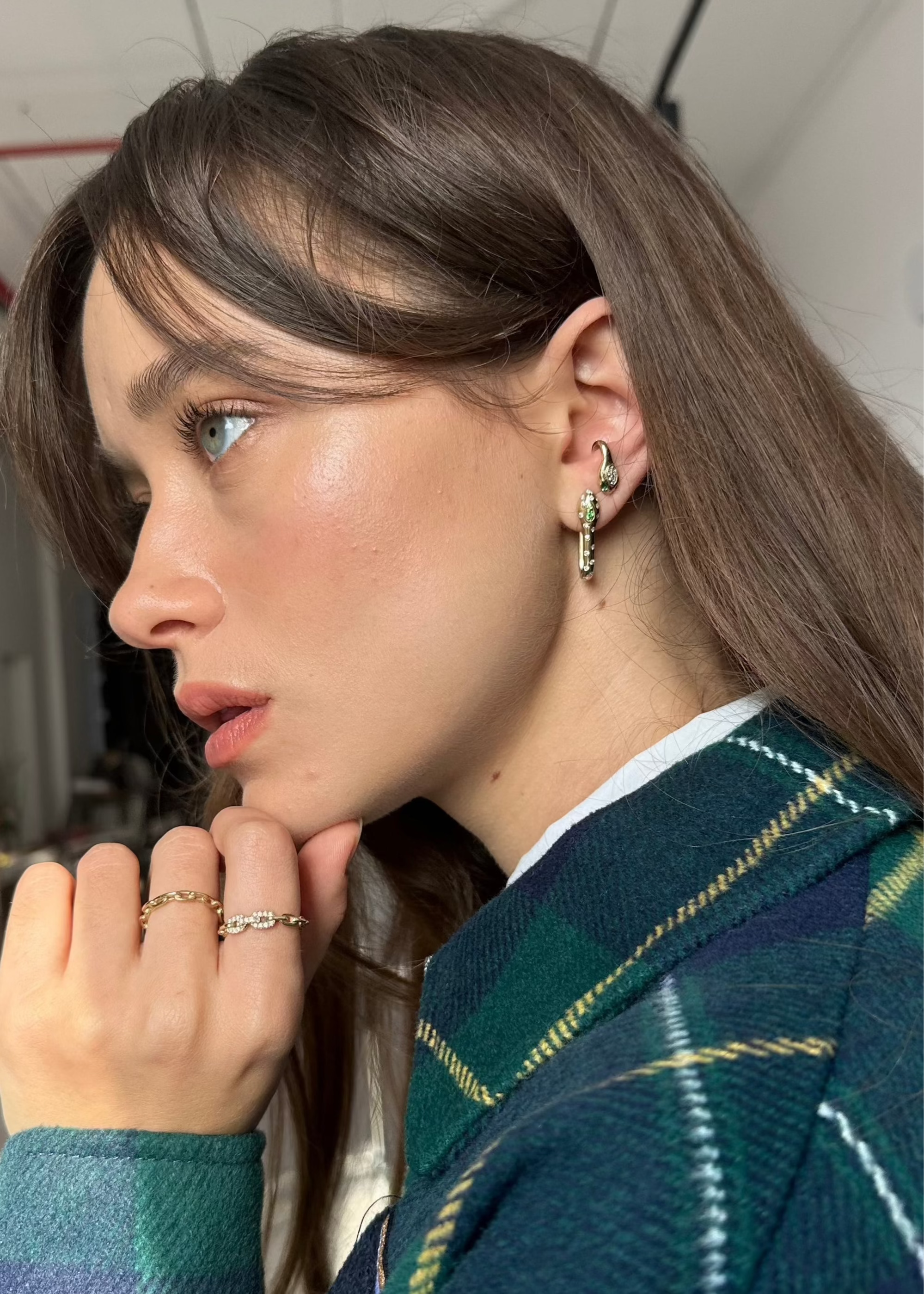 Spotted Diamonds Snake Earring
