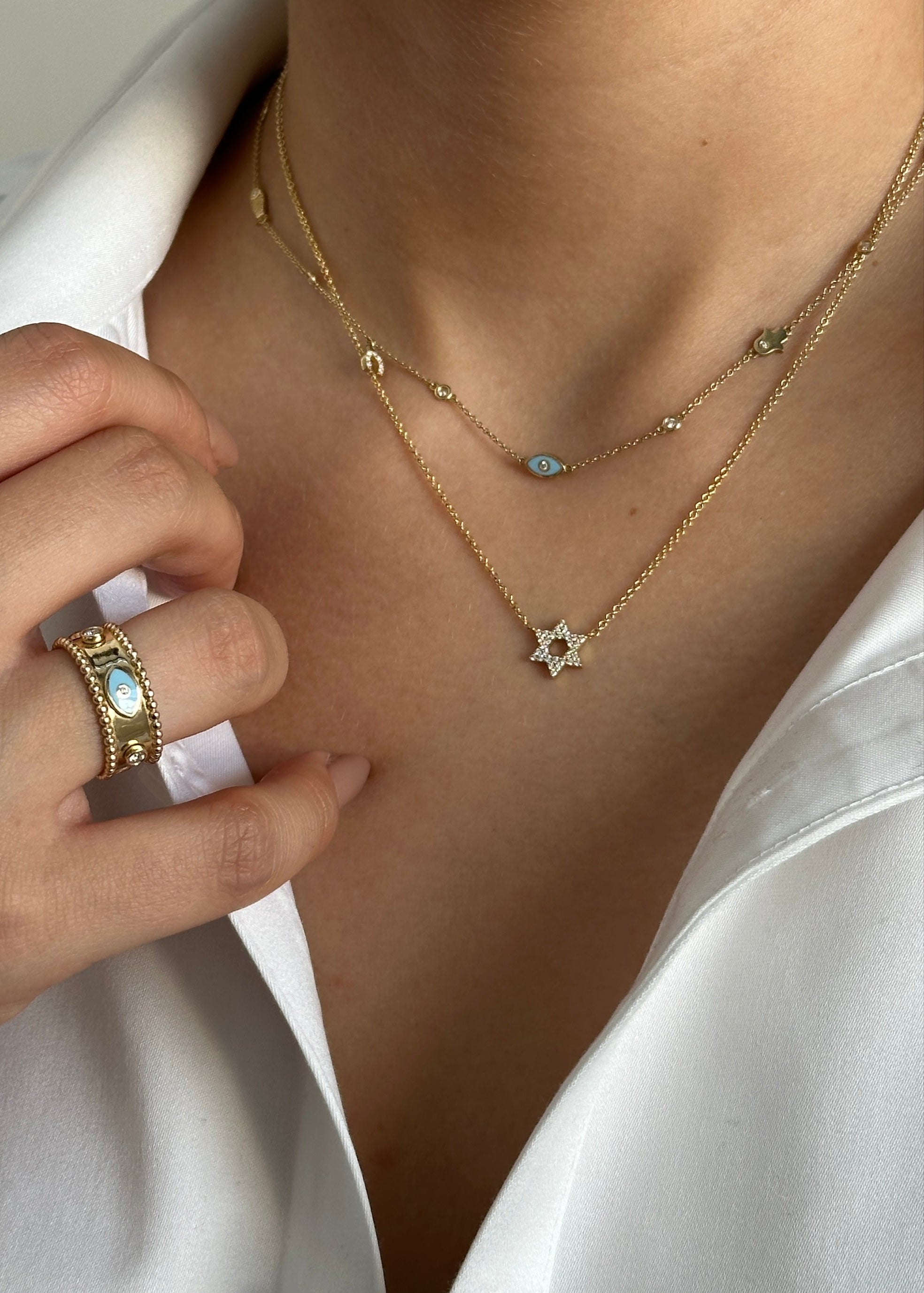 Star Of David Diamonds Necklace