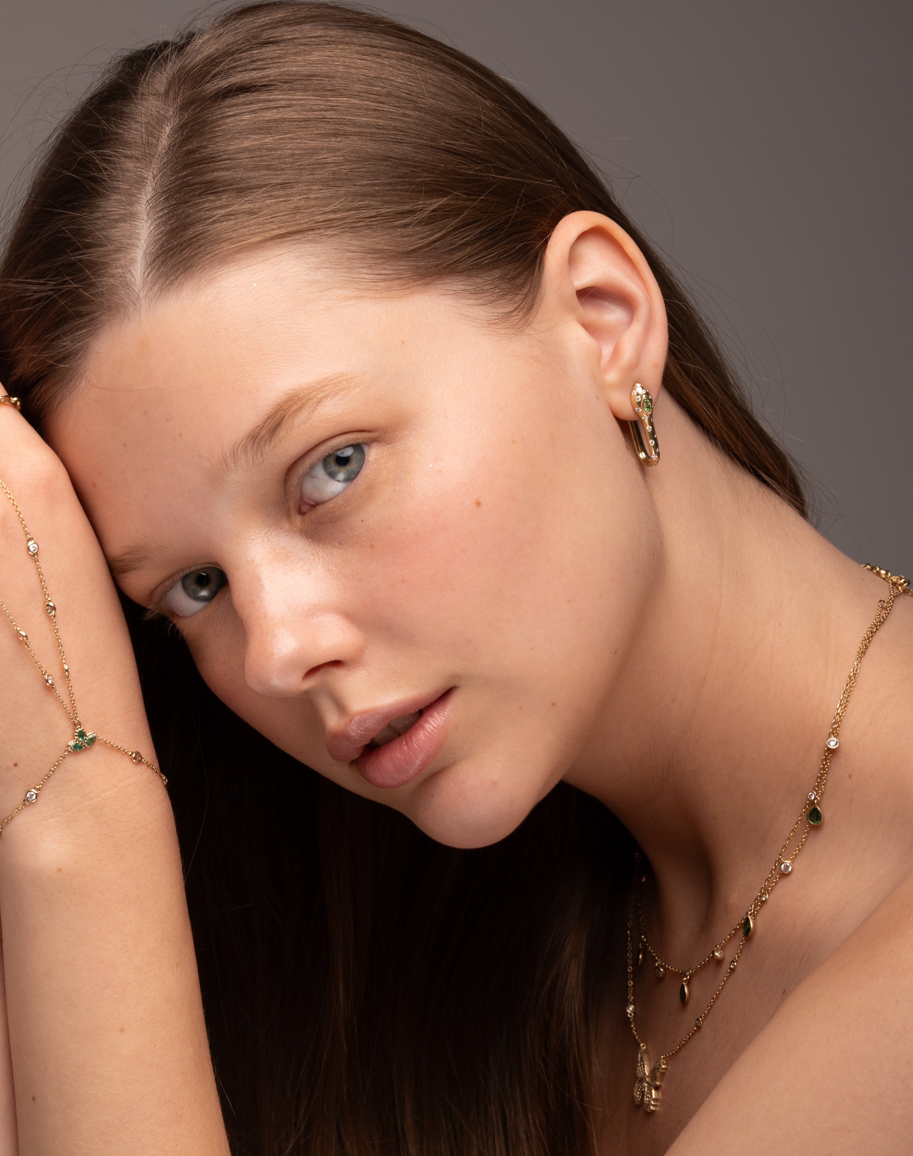 Spotted Diamonds Snake Earring