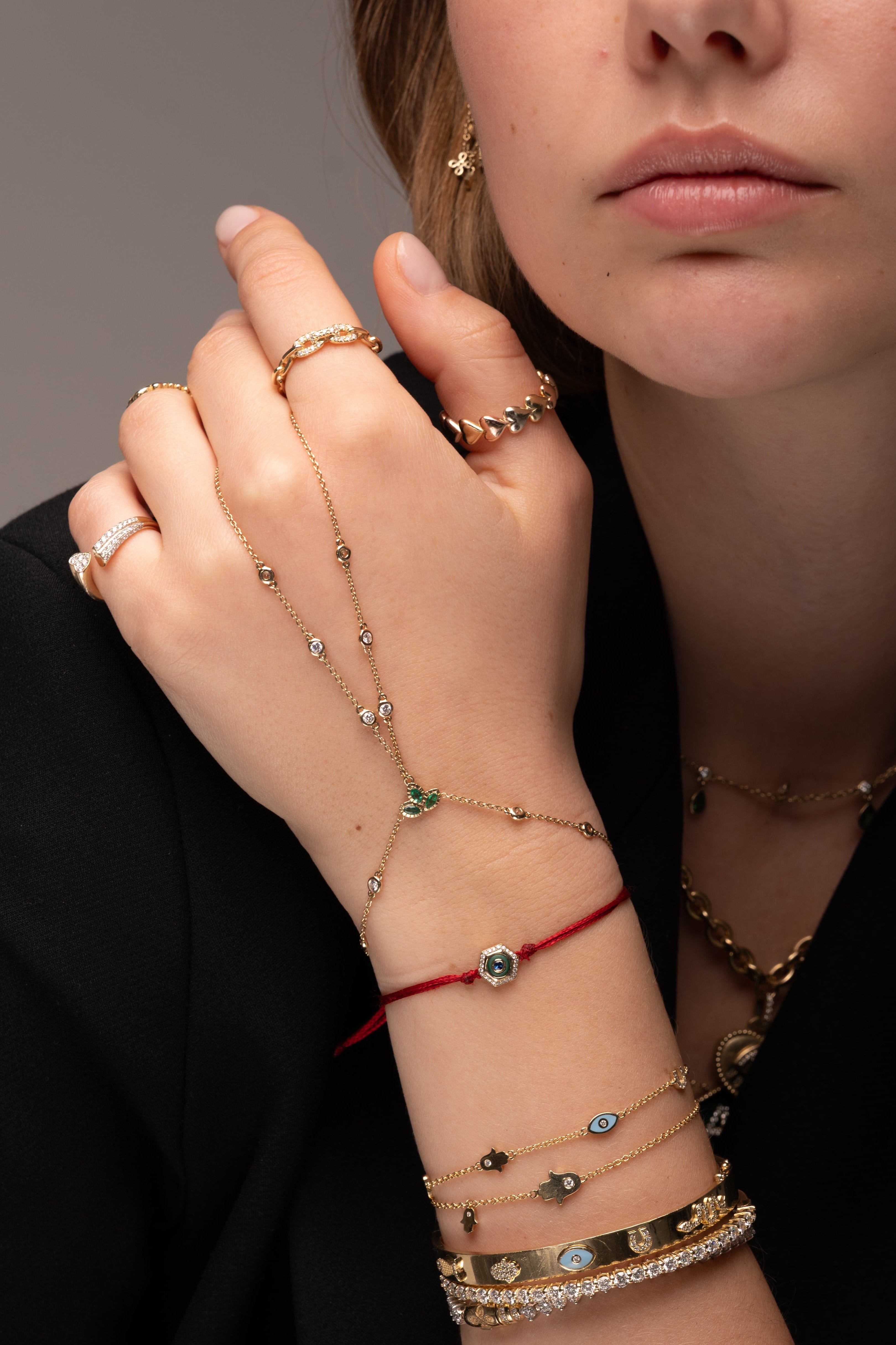 Emerald Lotus Hand Chain