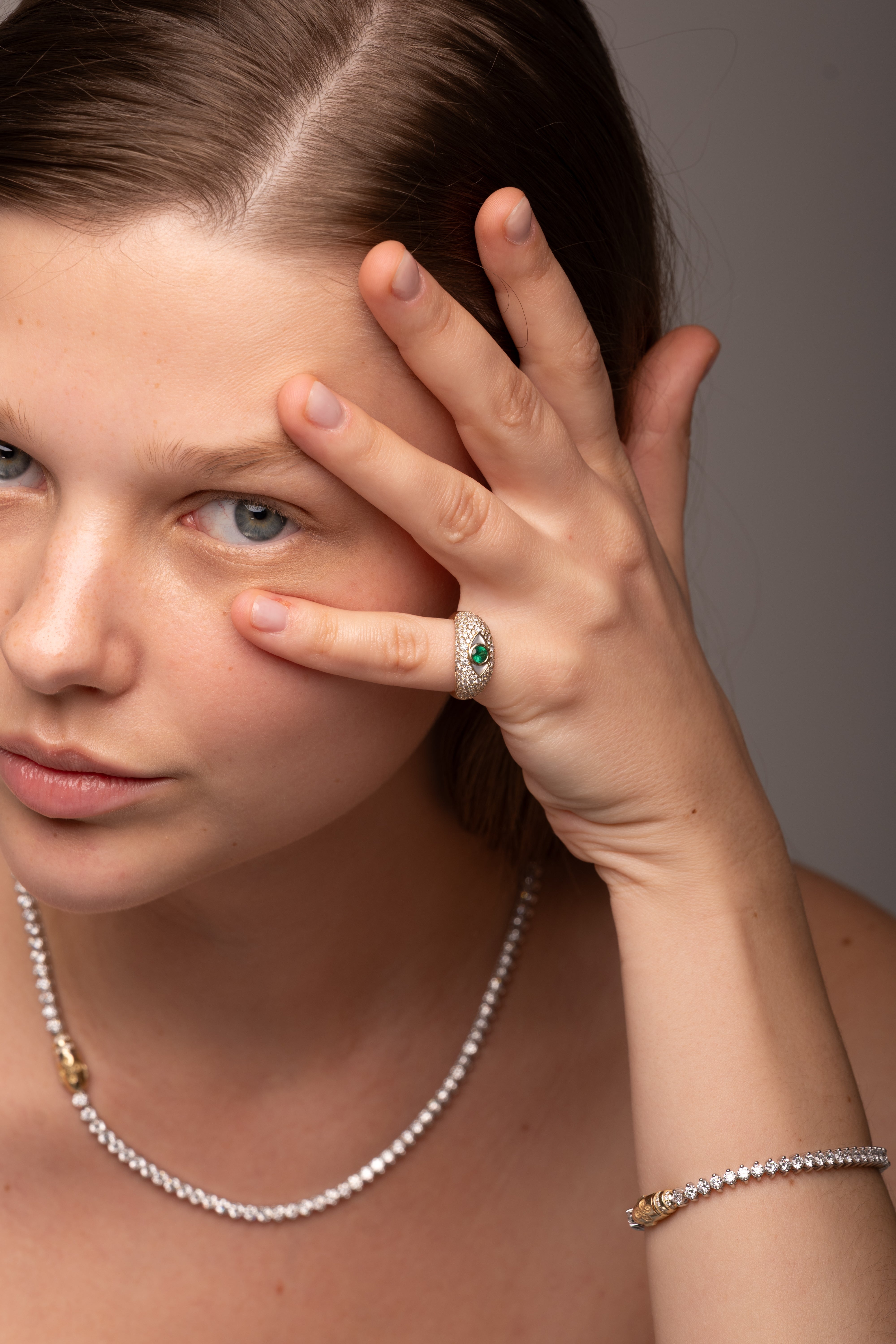 Emerald Eye Pavé Ring