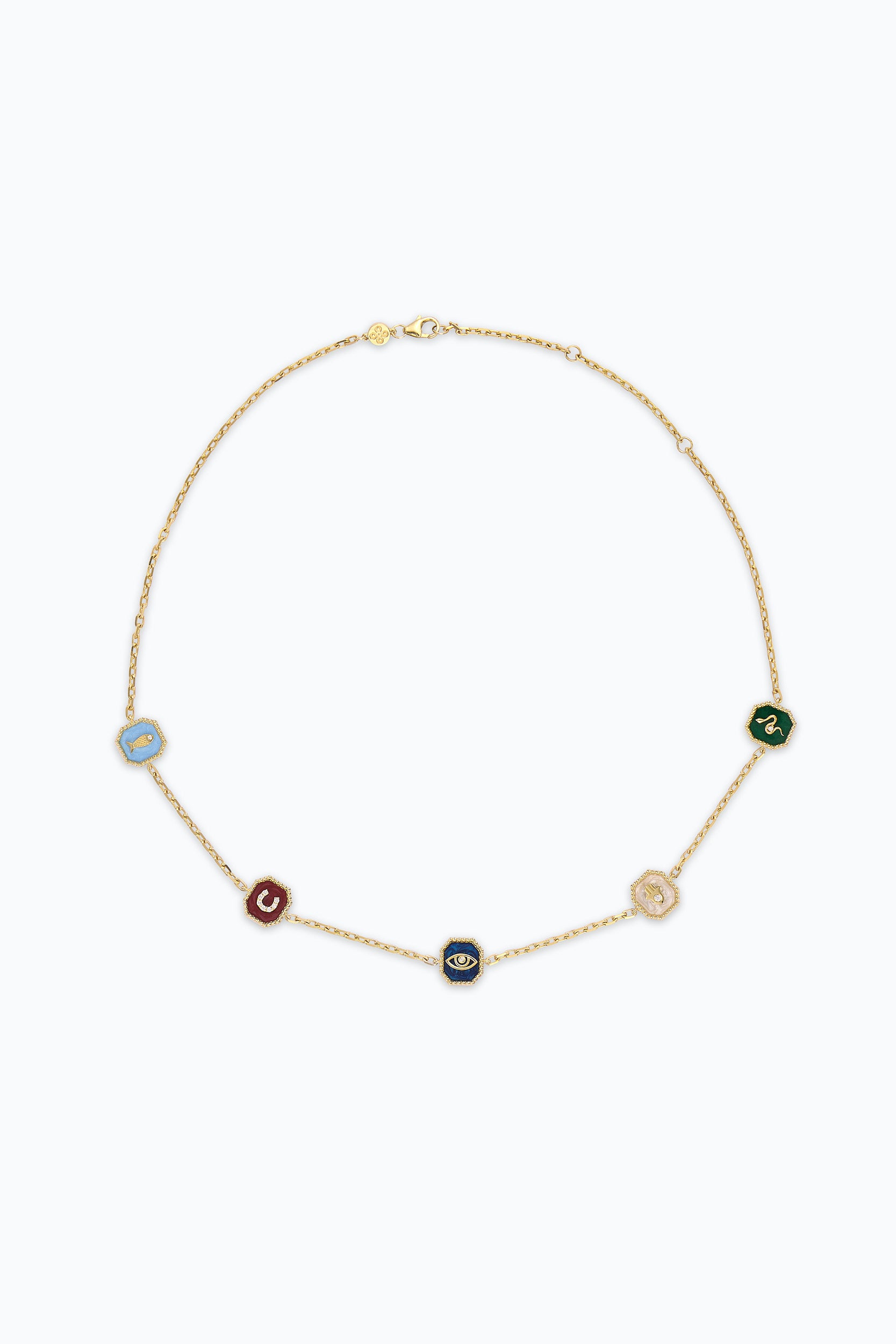 Five Lucky Medallions in yellow gold